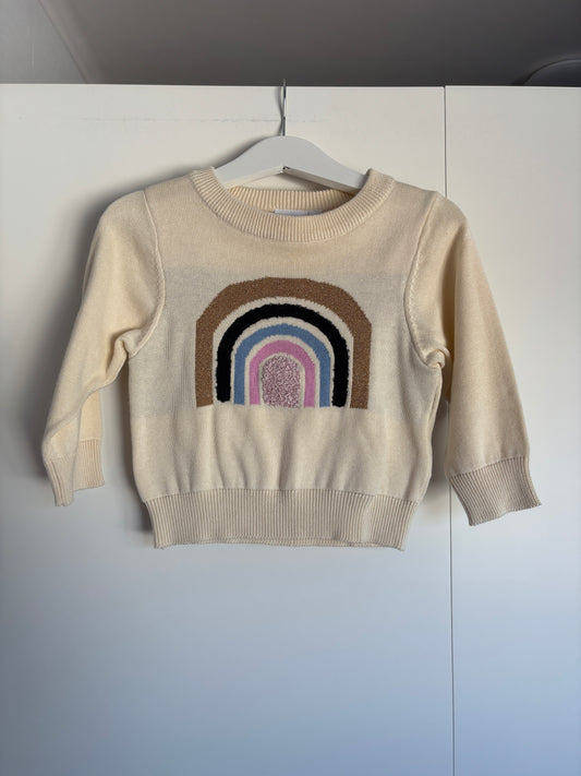 Crèmekleurige trui met regenboog