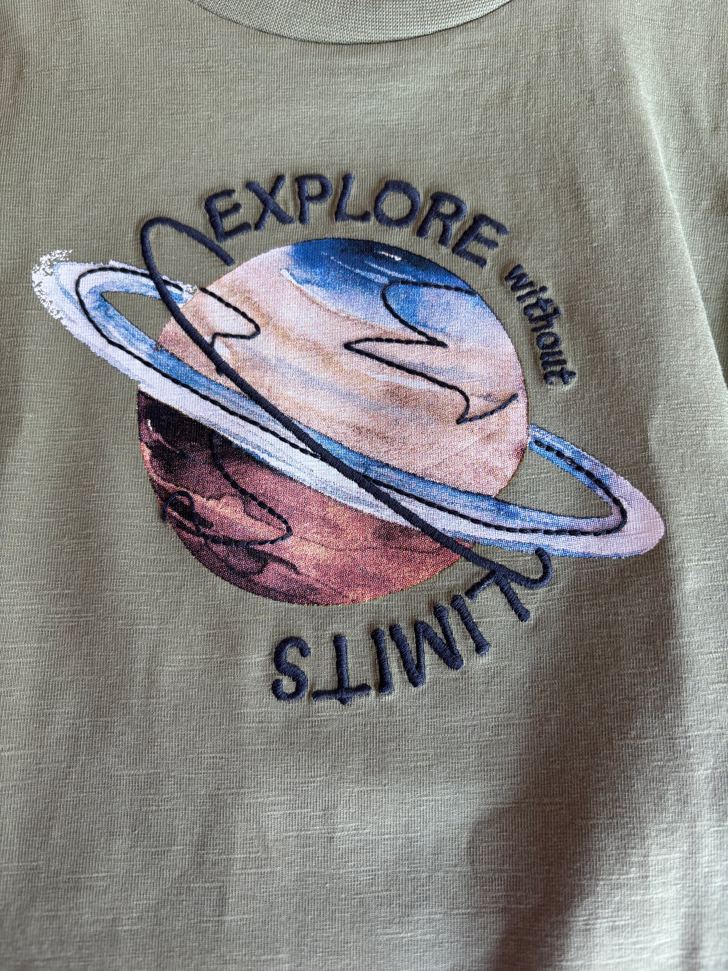 Khaki longsleeve "Explore with limits"