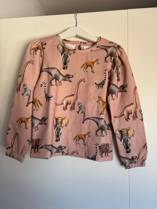 Lichtroze sweater met dino's