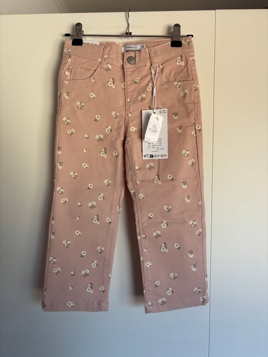 Lichtroze bloemenjeansbroek