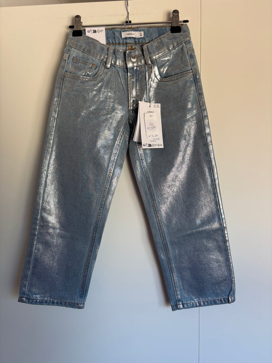 Lichtblauwe blinkende jeansbroek