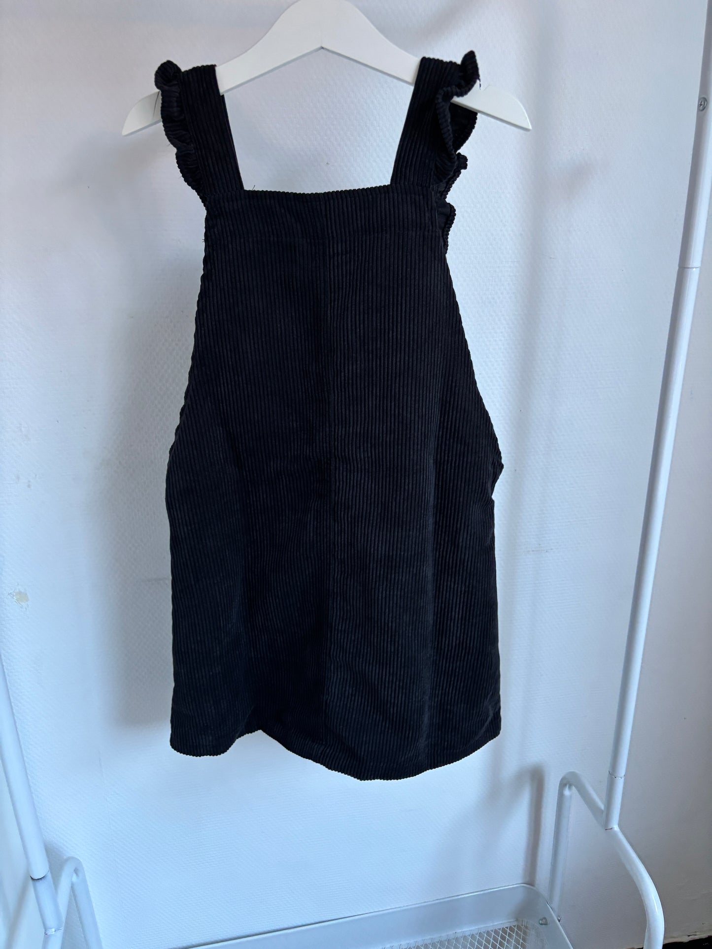 Zwarte ribfluwelen salopette