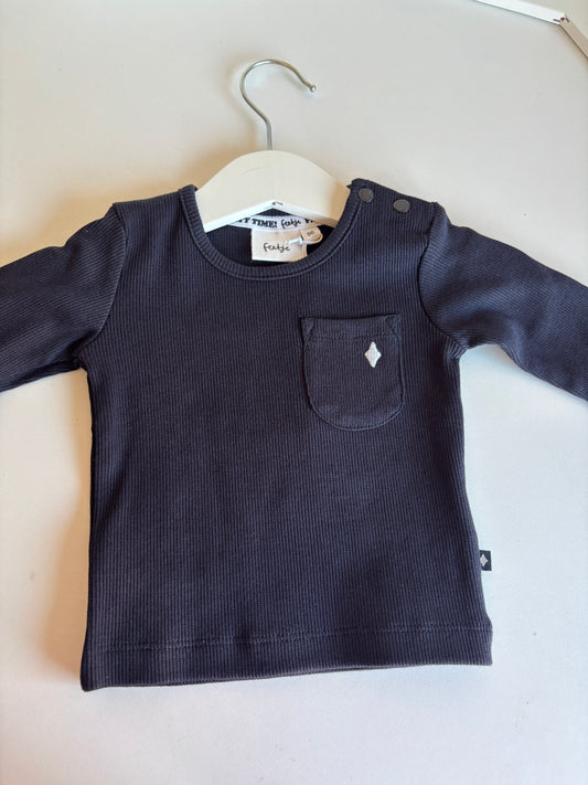 Zwarte riblongsleeve