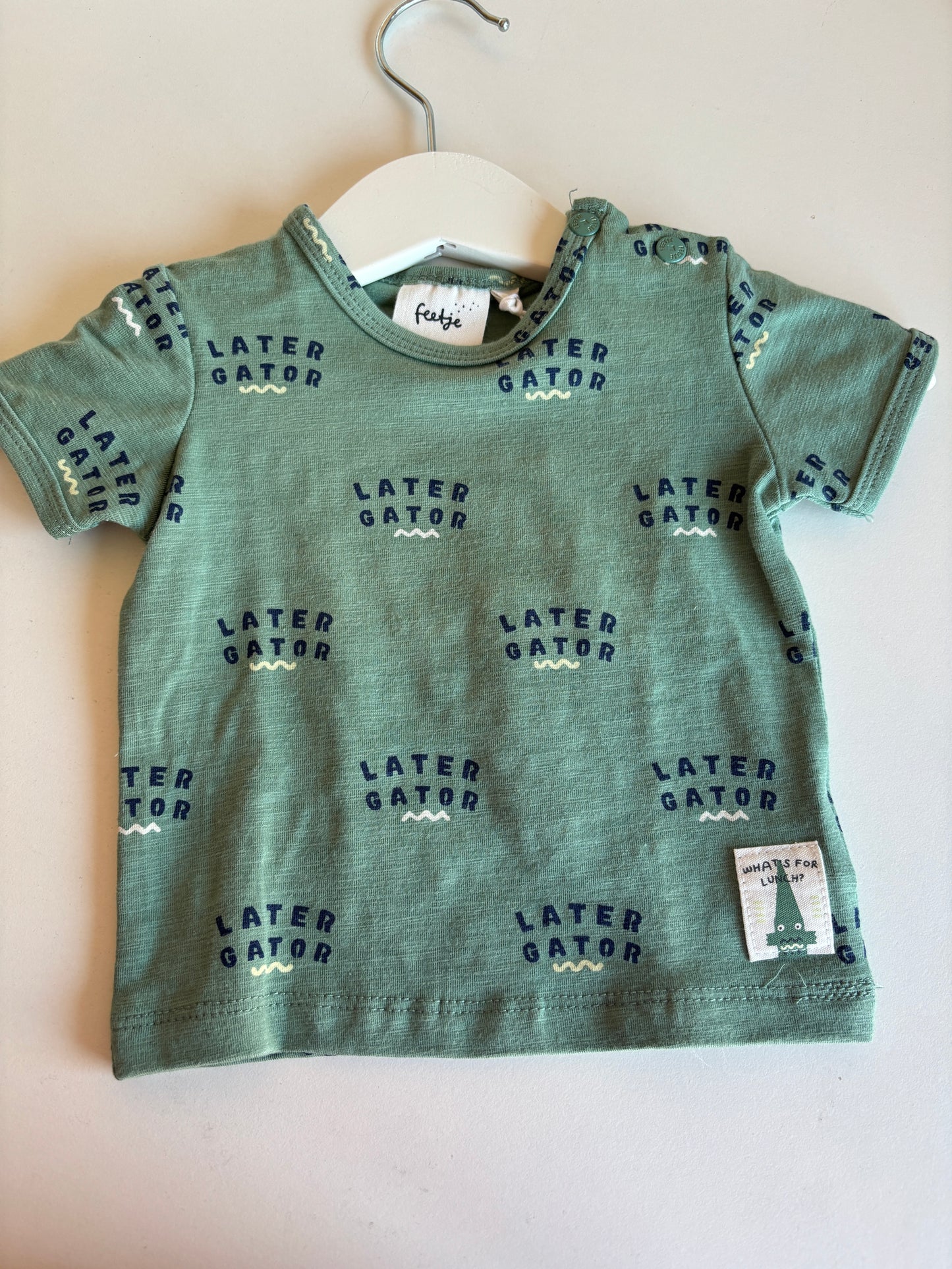 Groene T-shirt "Later gator"