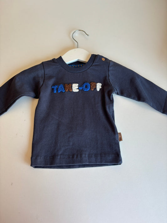 Marineblauwe longsleeve "Take off"