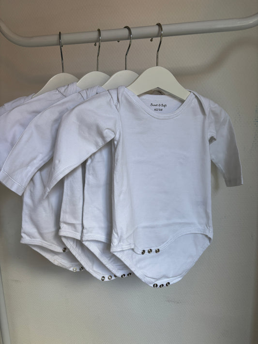 Bundel witte rompers met lange mouwen (4)