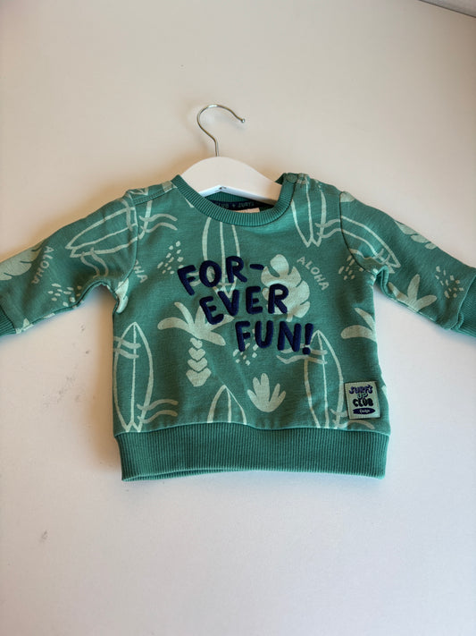 Groene sweater "Forever fun!"
