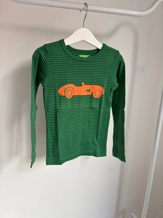 Groene gestreepte longsleeve met auto