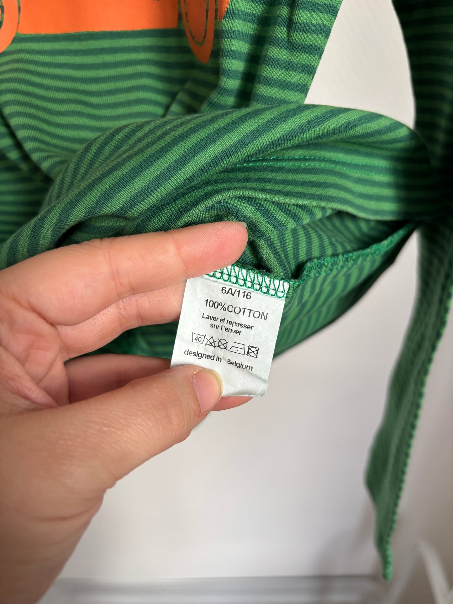 Groene gestreepte longsleeve met auto