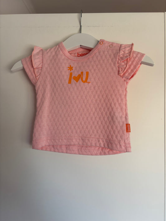 Lichtroze T-shirt " I love you"