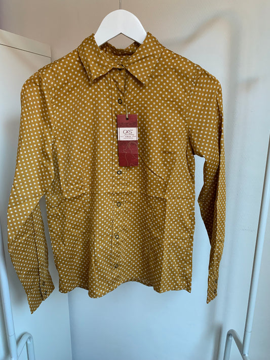 Mosterdgeel gestippeld hemdje