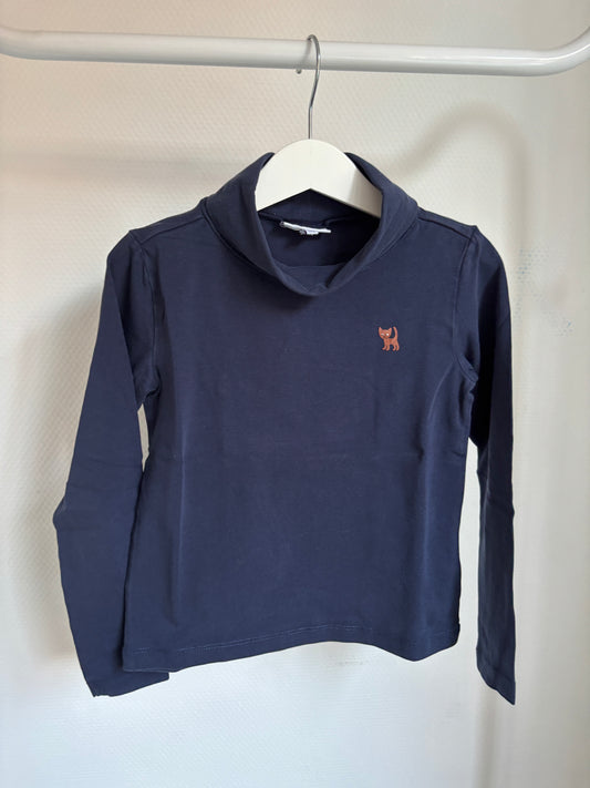 Marineblauwe longsleeve met rolkraag