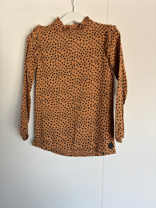 Bruine blouse met bolletjes