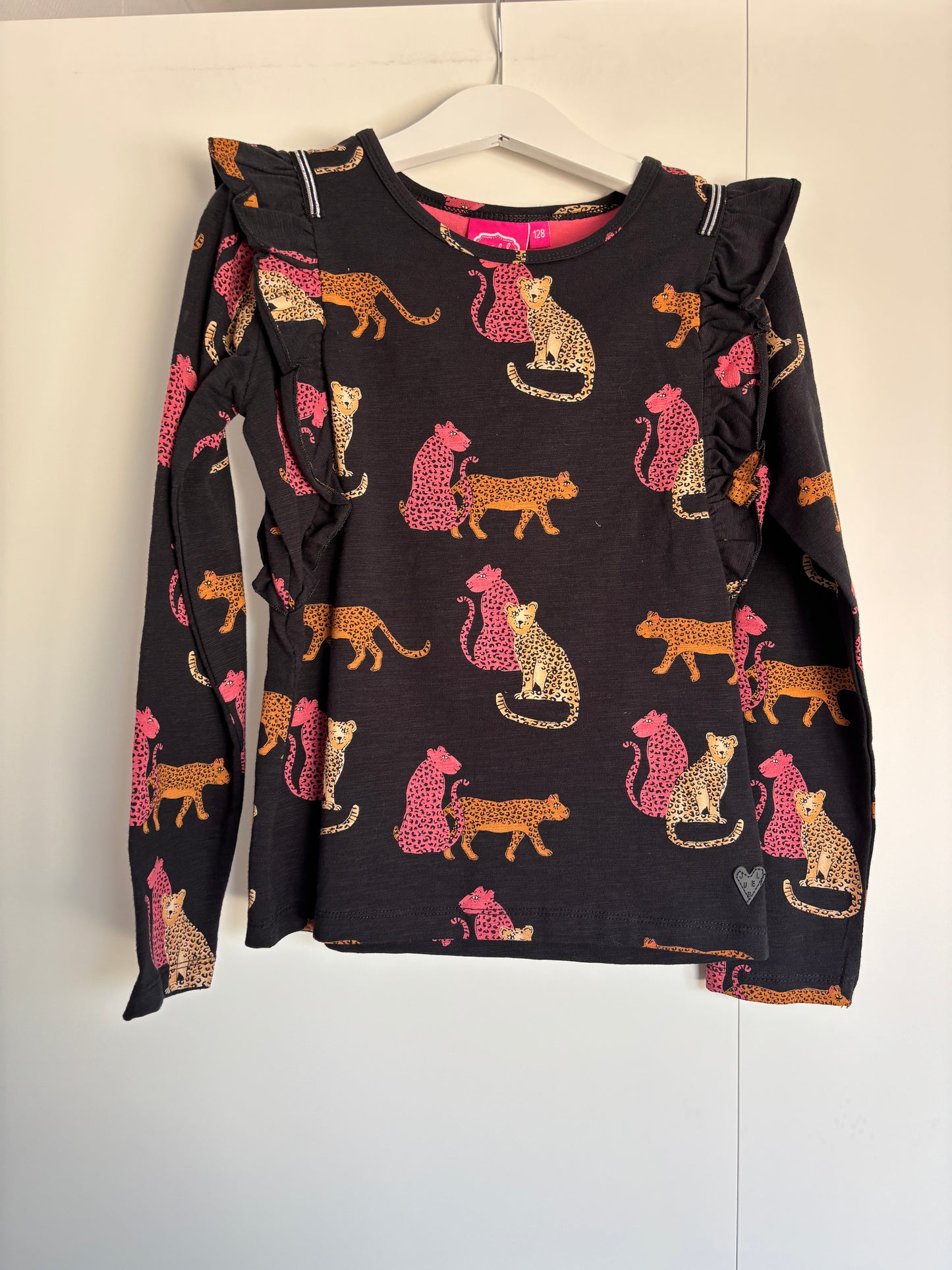 Zwarte longsleeve met panters