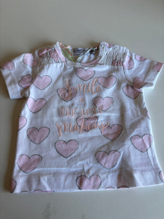 Witte T-shirt met hartjes