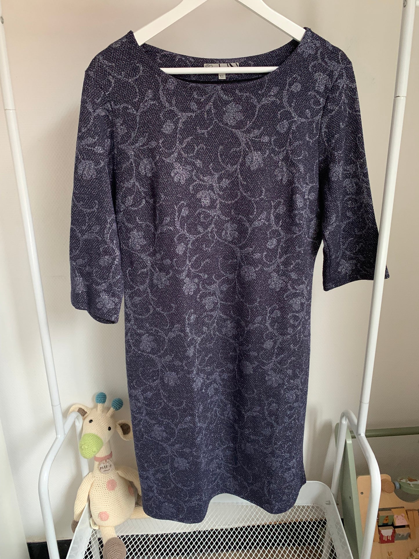 Marineblauwe glitterjurk