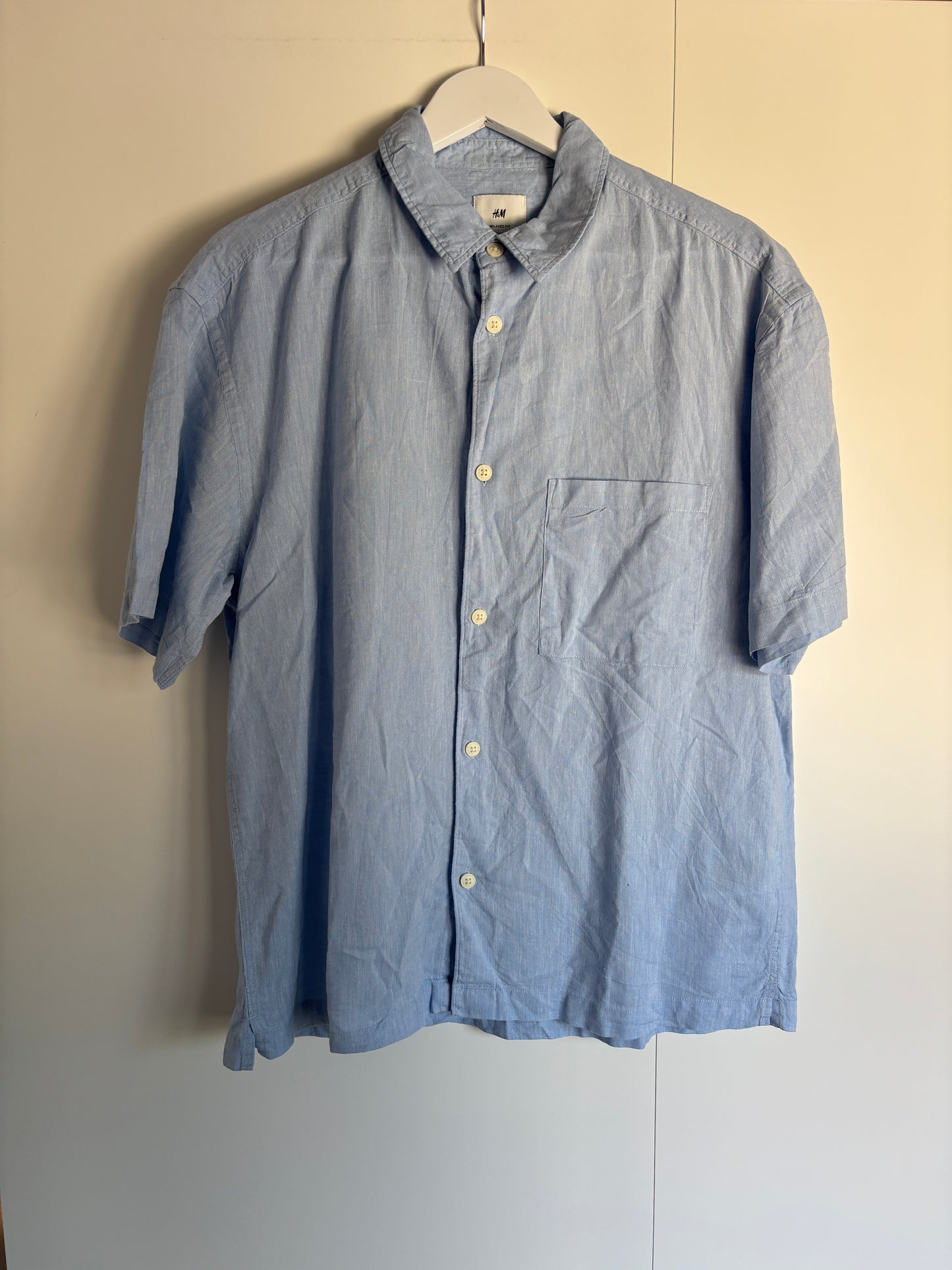 Blauw hemd met korte mouwen