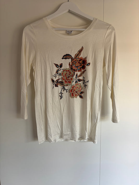 Witte longsleeve met bloemen