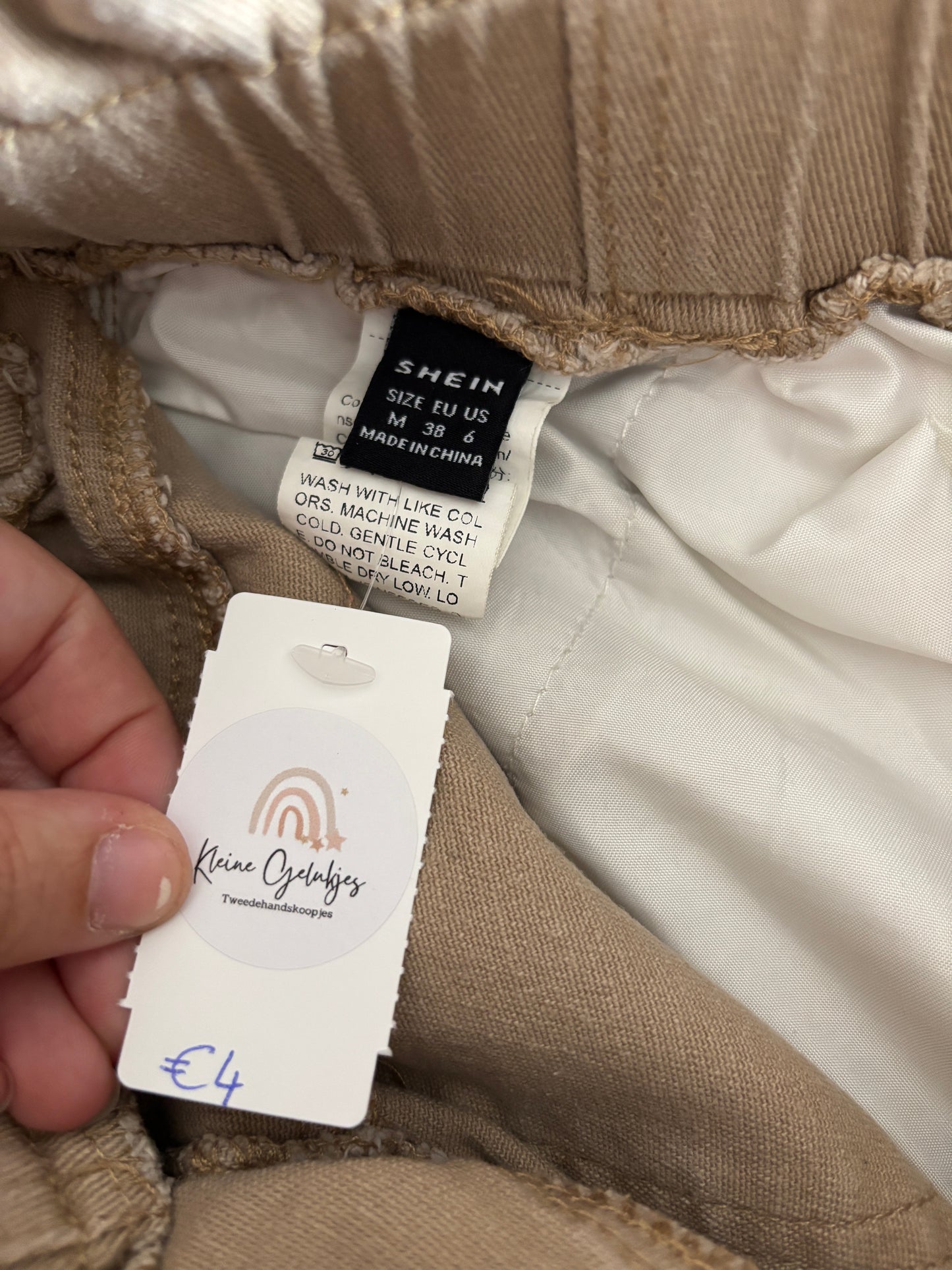 Beige wide jeansbroek