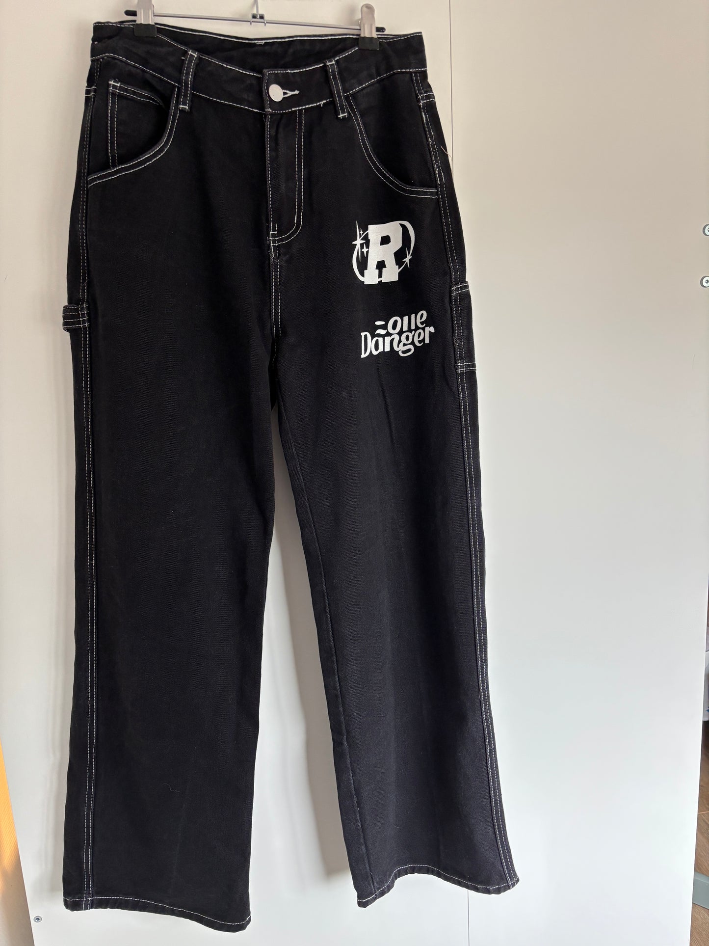Zwarte wide jeansbroek