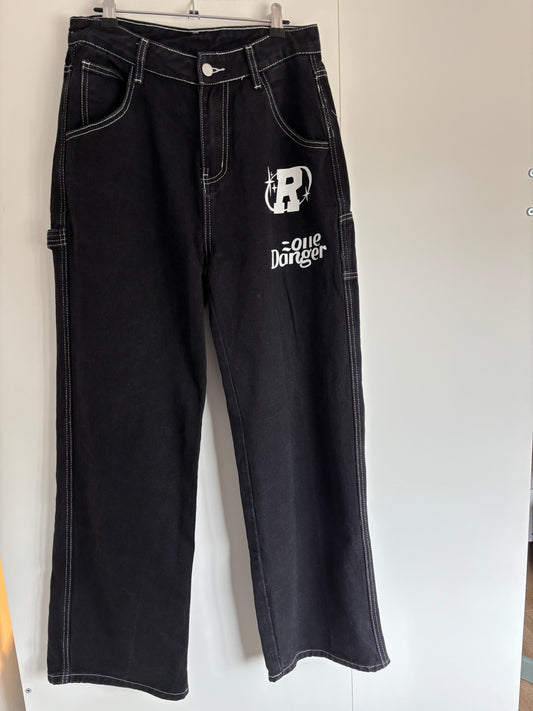 Zwarte wide jeansbroek