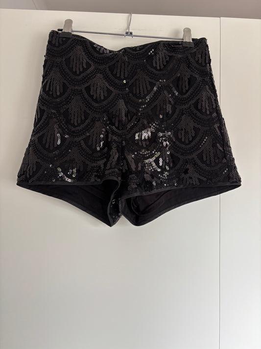 Zwart glittershortje