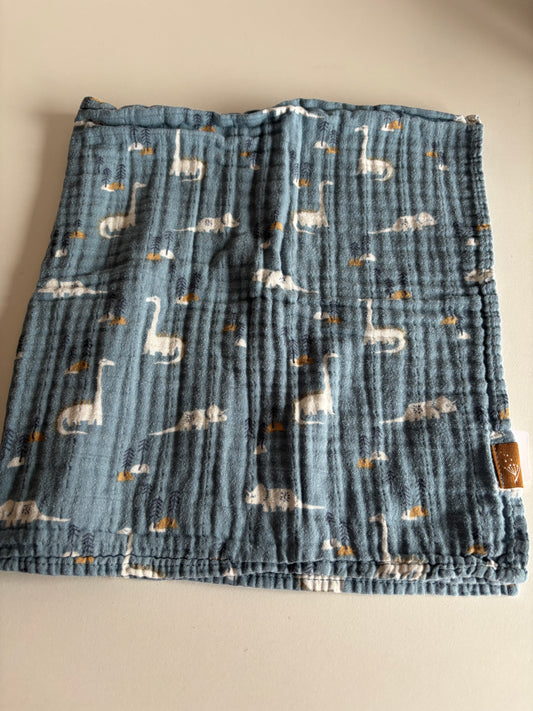 Blauwe tetradoek met dino's 60x70cm