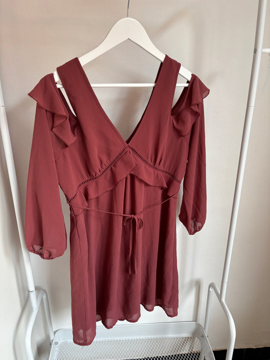 Wijnrode off-shoulder jurk