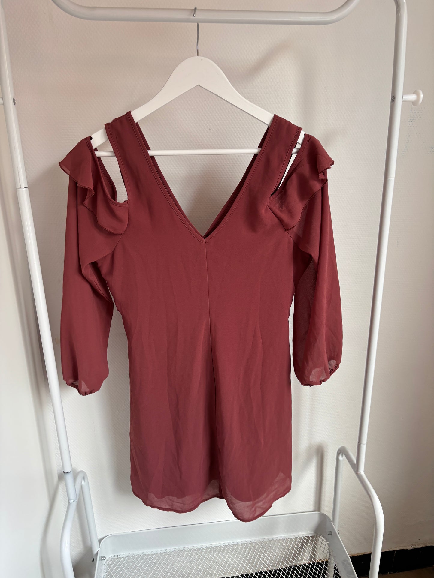 Wijnrode off-shoulder jurk