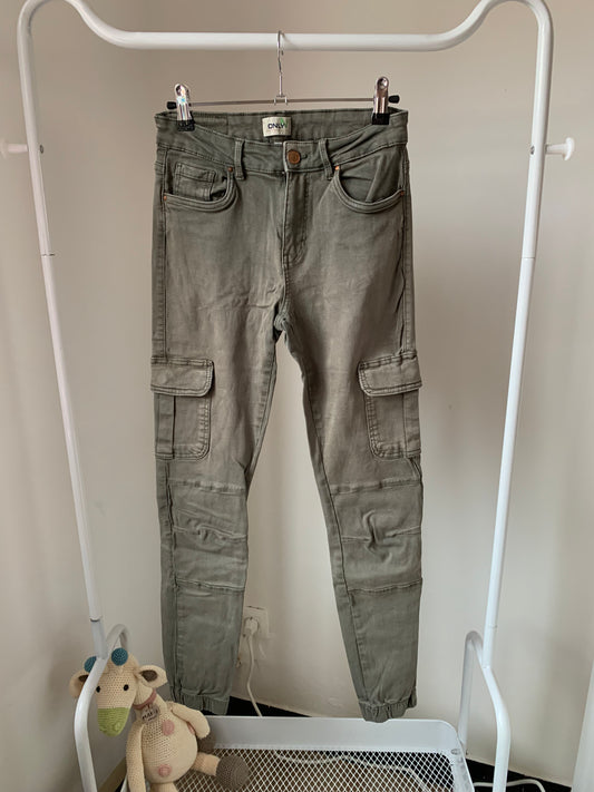 Khaki cargojeansbroek