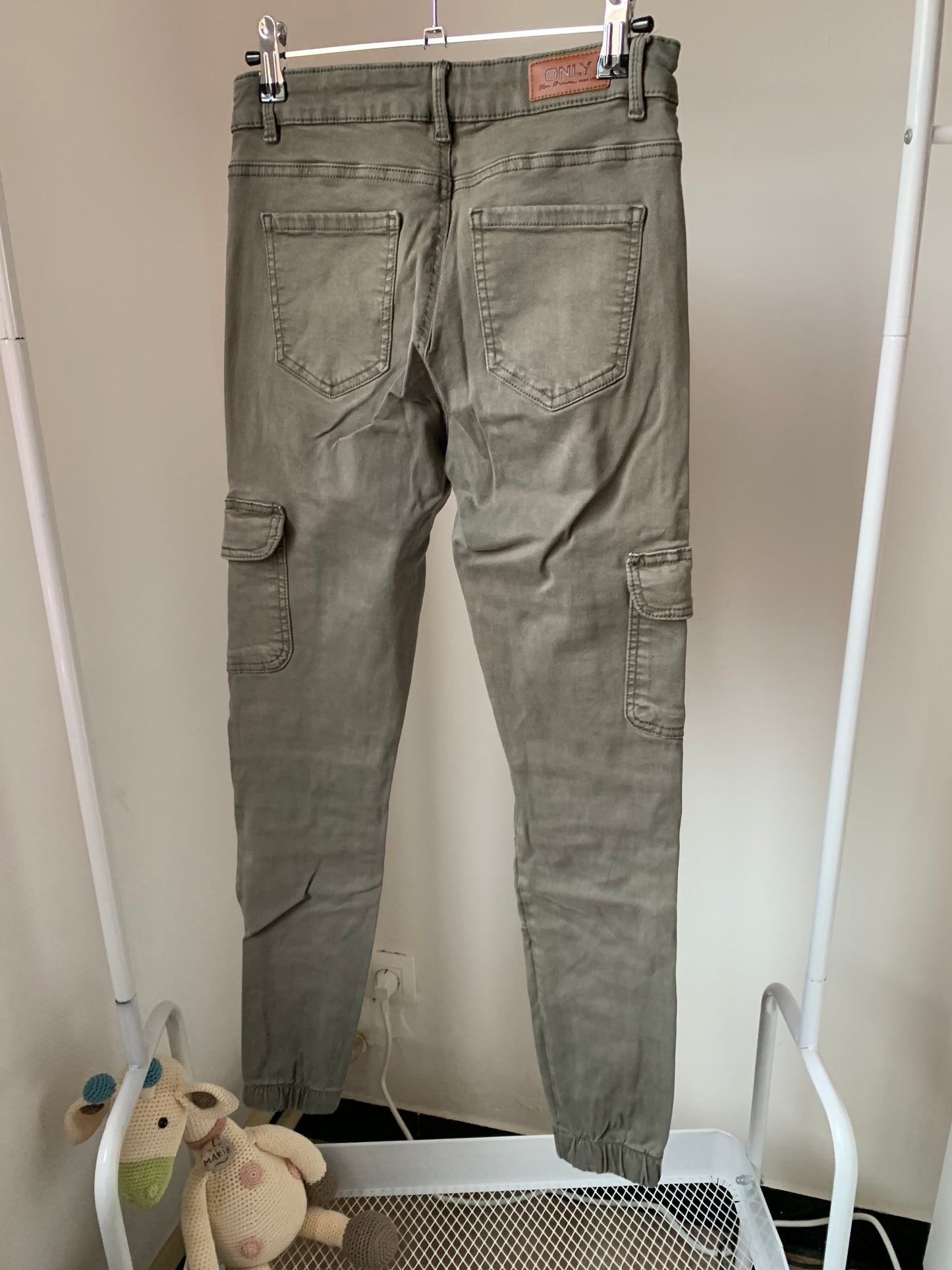 Khaki cargojeansbroek