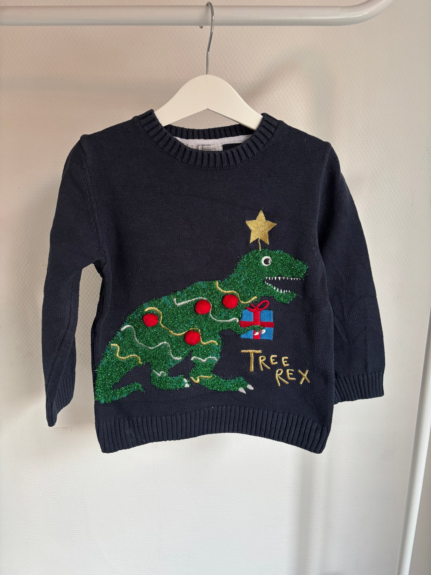 Marineblauwe kersttrui met dino 💸
