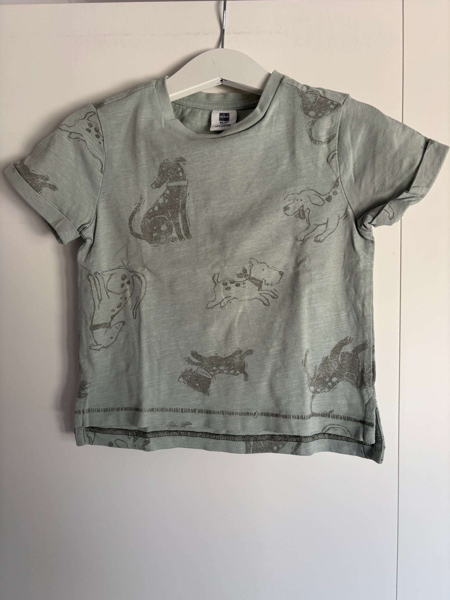 Muntgroene T-shirt met hondjes