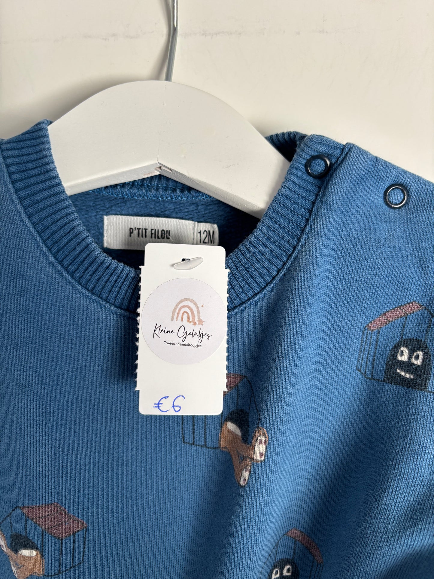 Blauwe sweater met hondjes