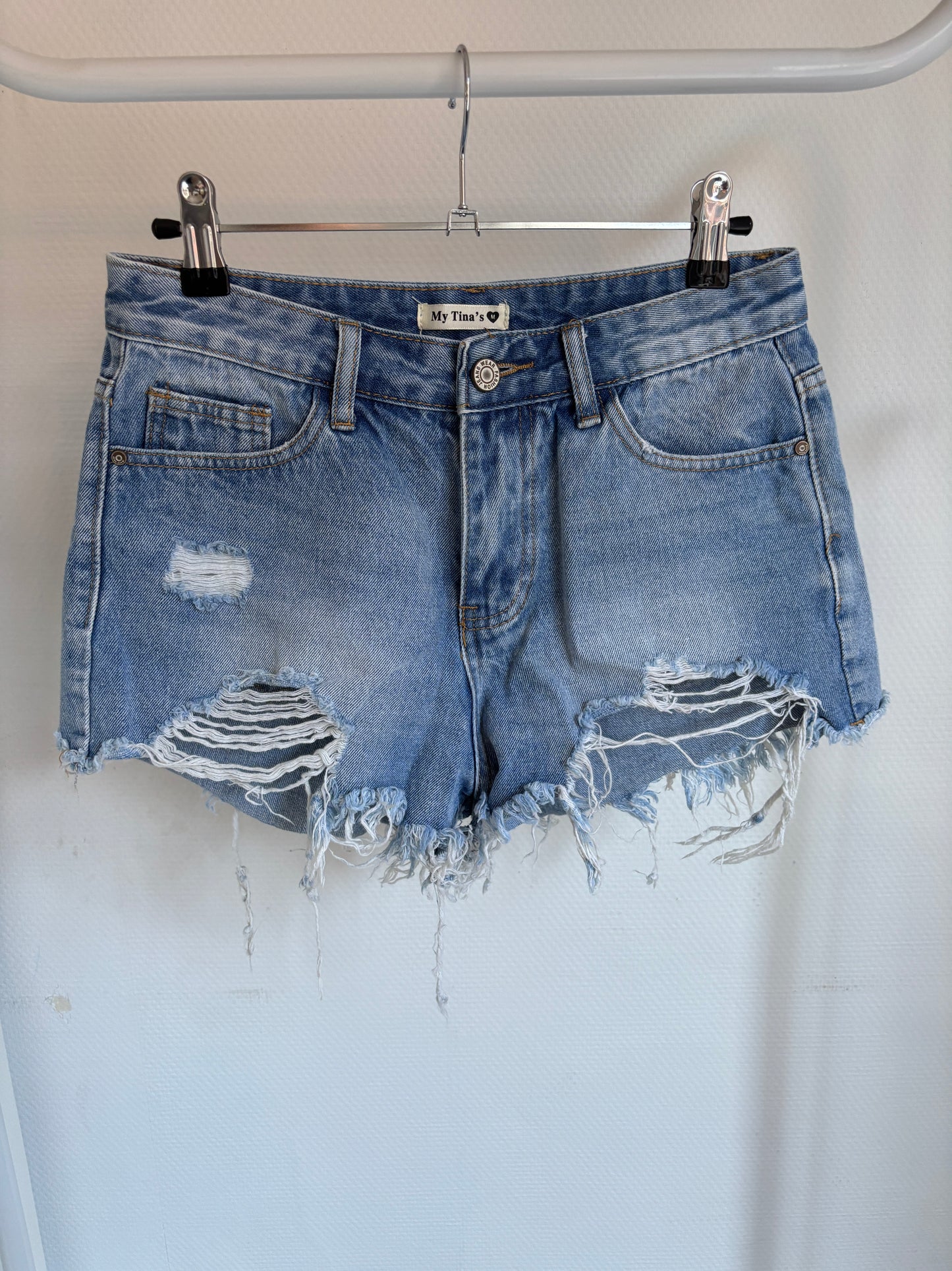 Blauwe ripped jeansshort