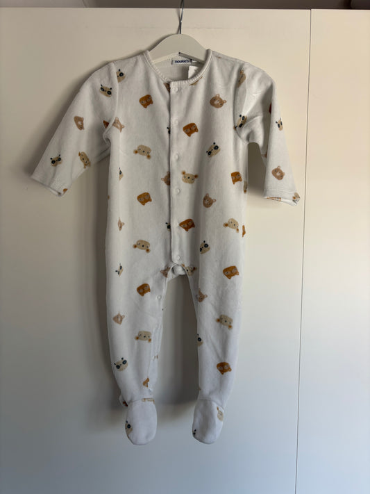 Witte eendelige winterpyjama met beertjes