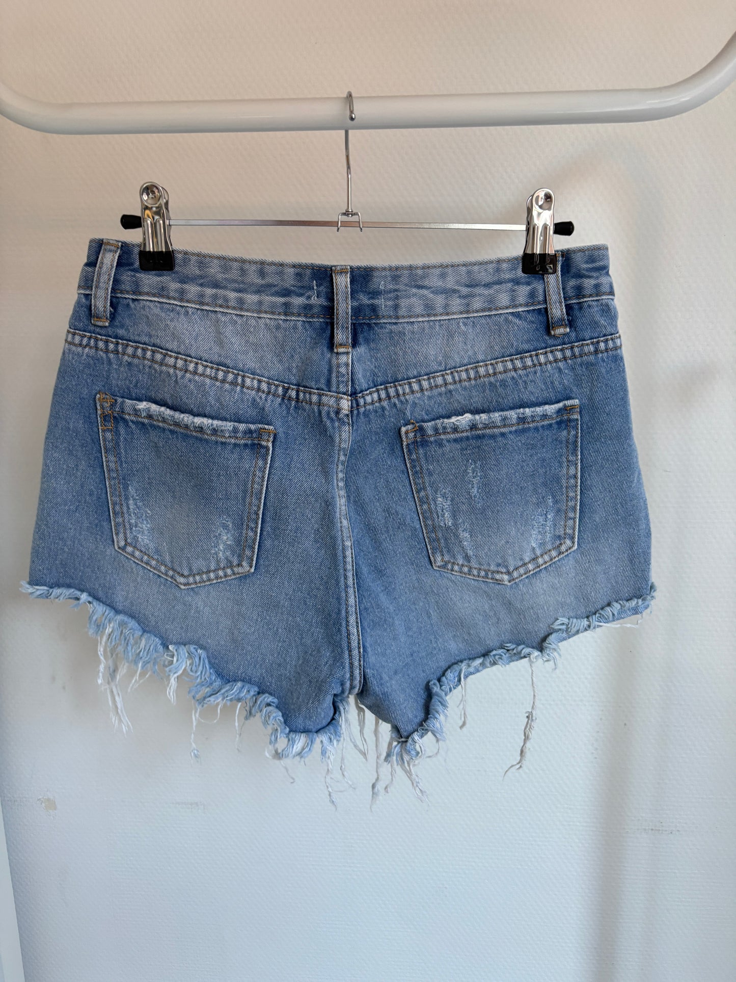 Blauwe ripped jeansshort