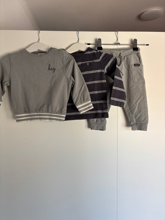 3-delige set: sweater, longsleeve en joggingbroekje