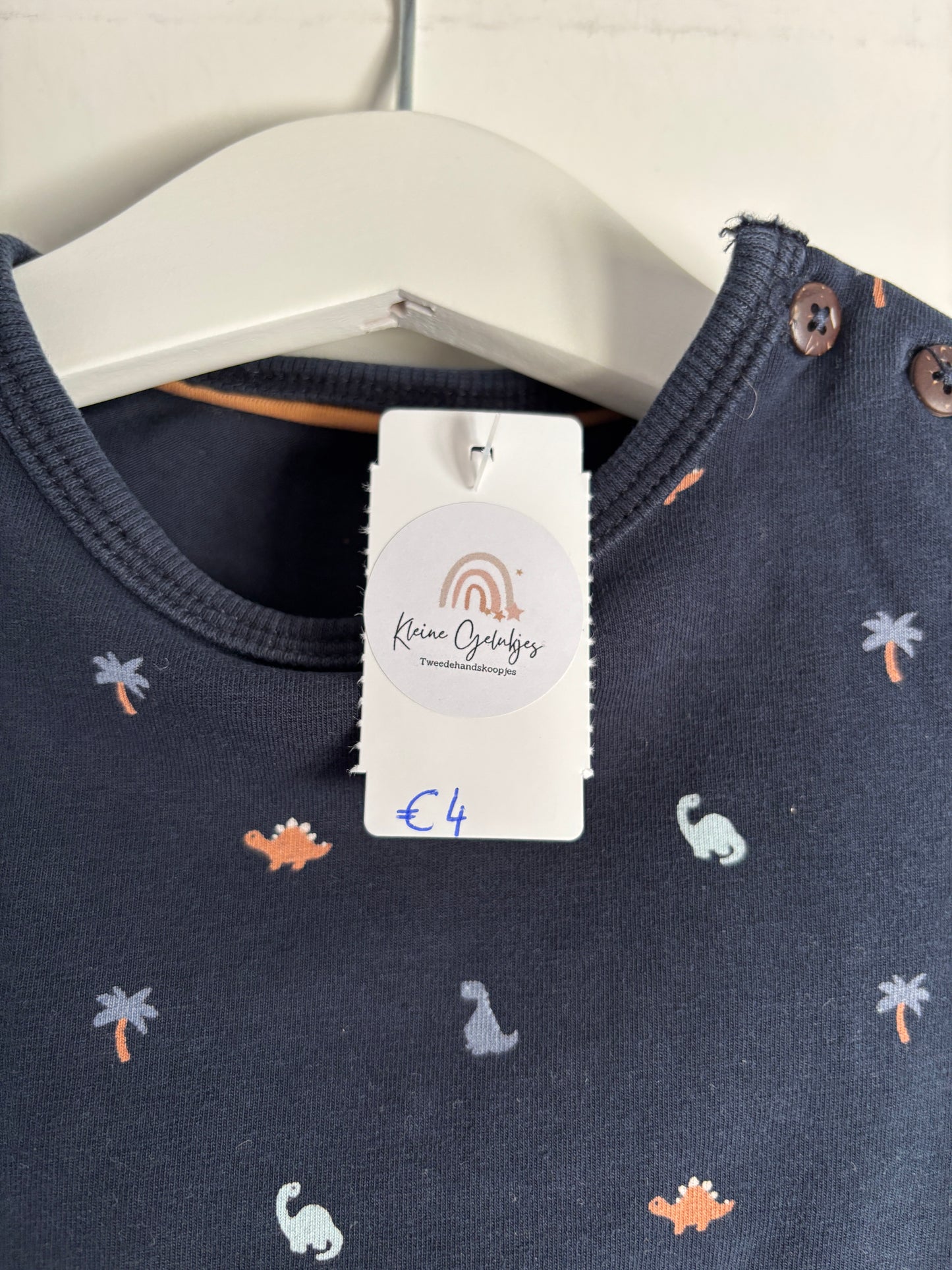Marineblauwe longsleeve met dino's