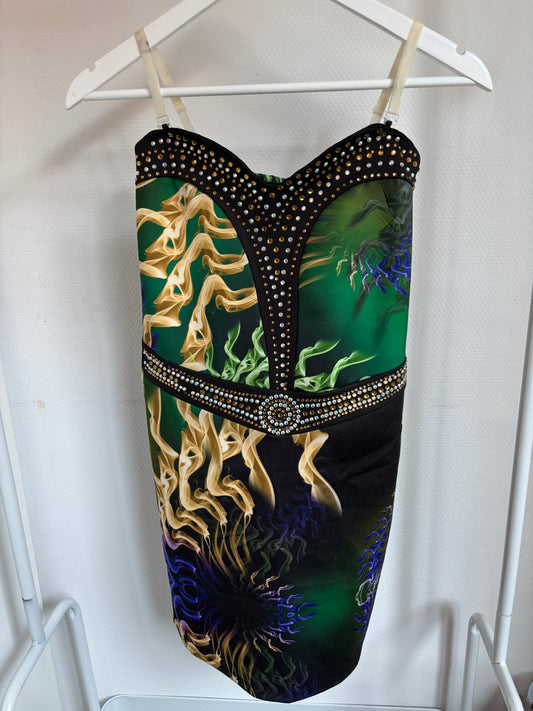 Groene strapless jurk