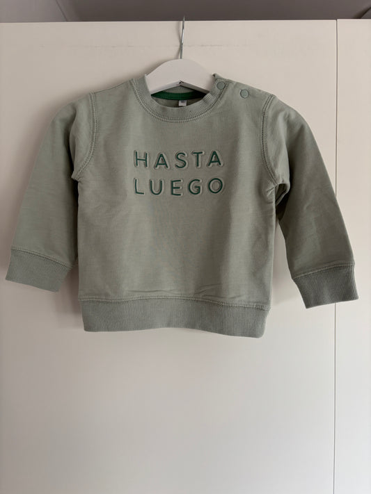 Muntgroene sweater "Hasta Luego"
