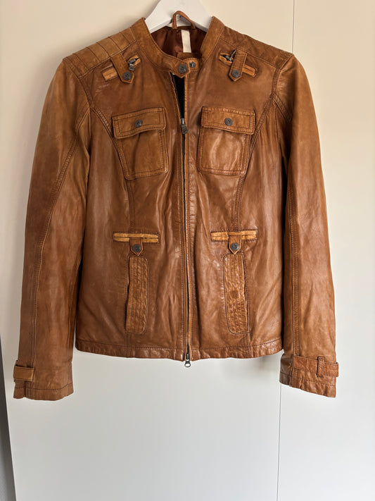 Bruine lederen jas