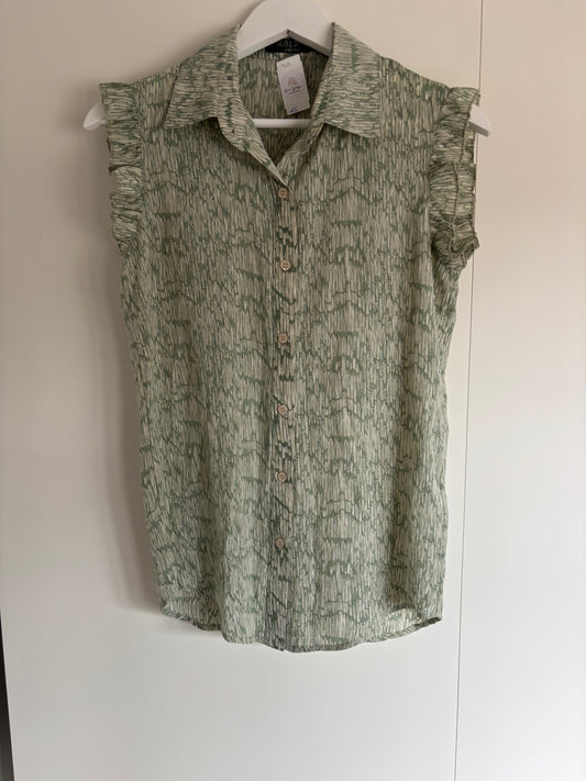 Muntgroene gestreepte blouse