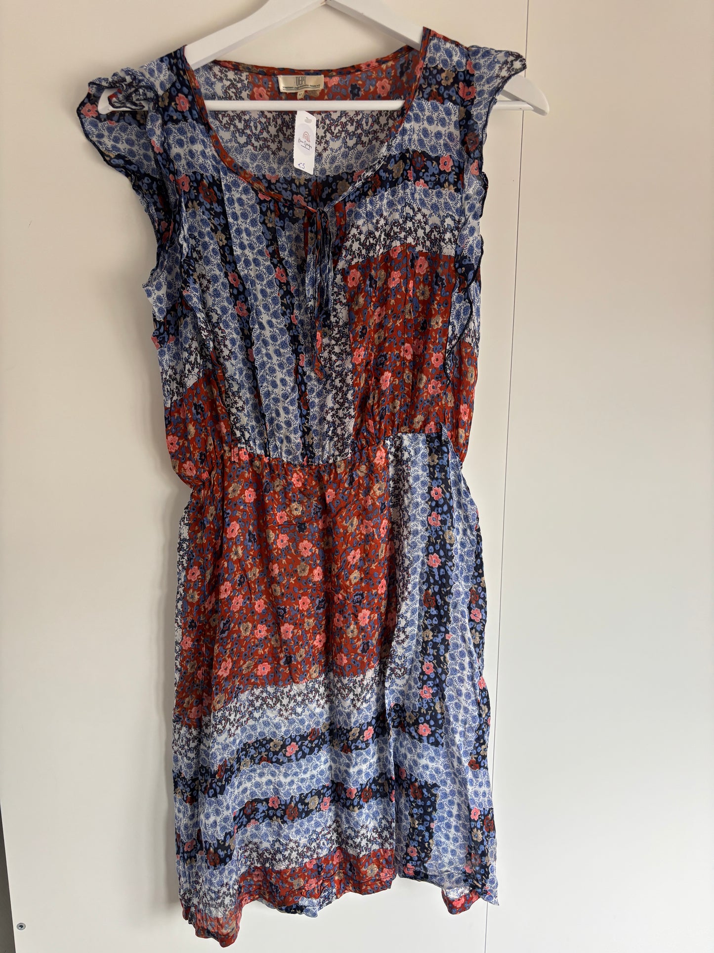 Blauwrode bloemenjurk