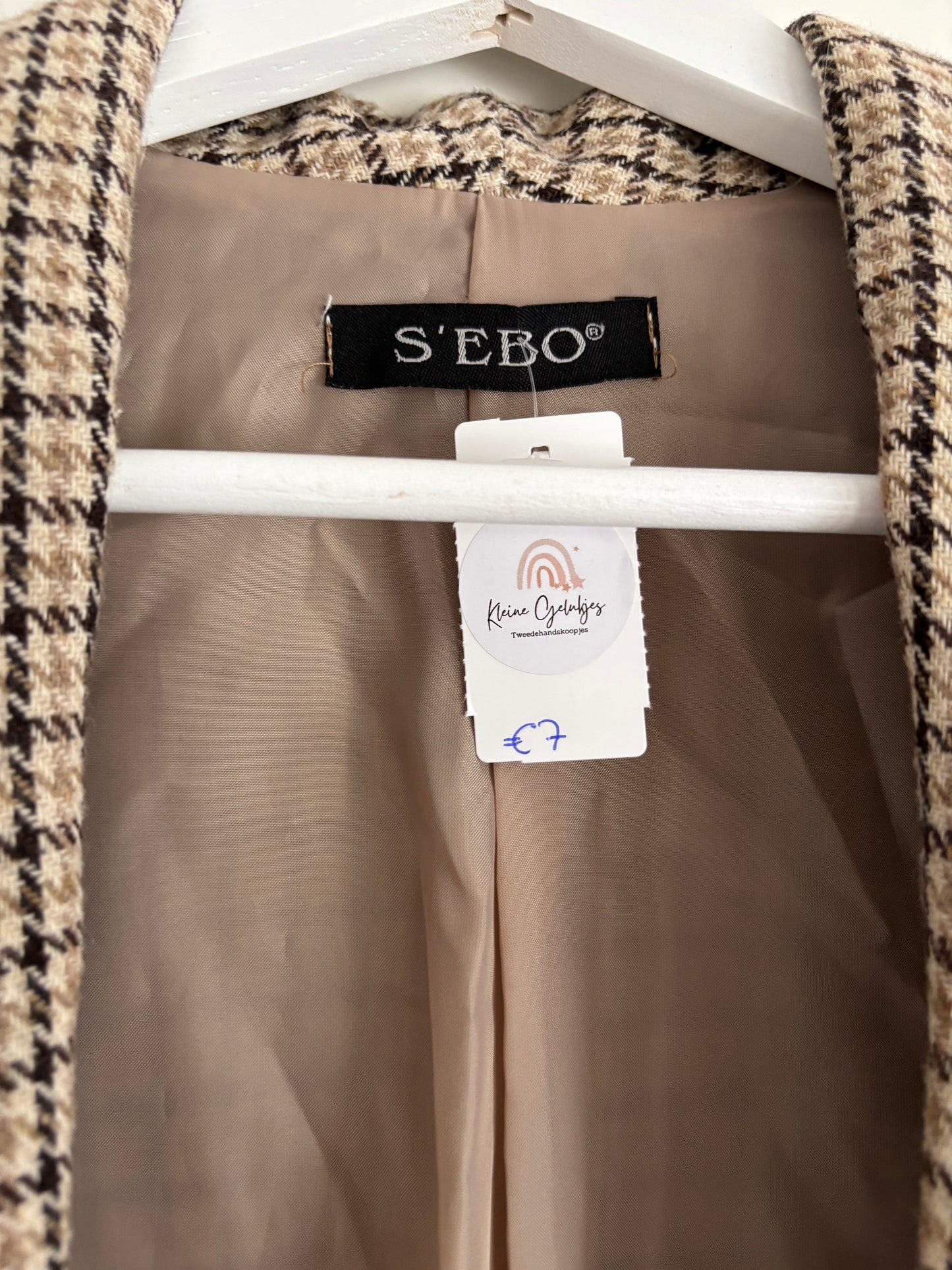 Beige geruite blazer