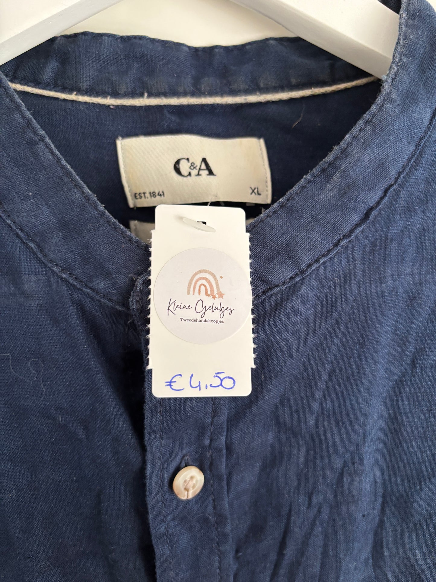 Donkerblauw linnen hemd