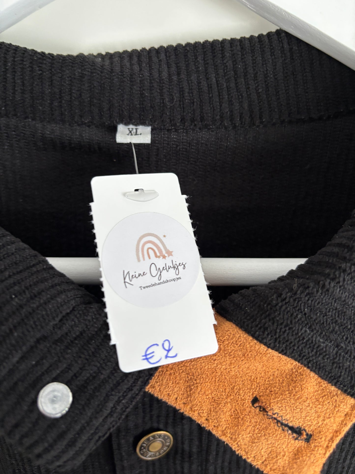 Zwart ribfluwelen hemd