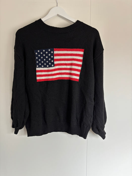 Zwarte trui met Amerikaanse vlag