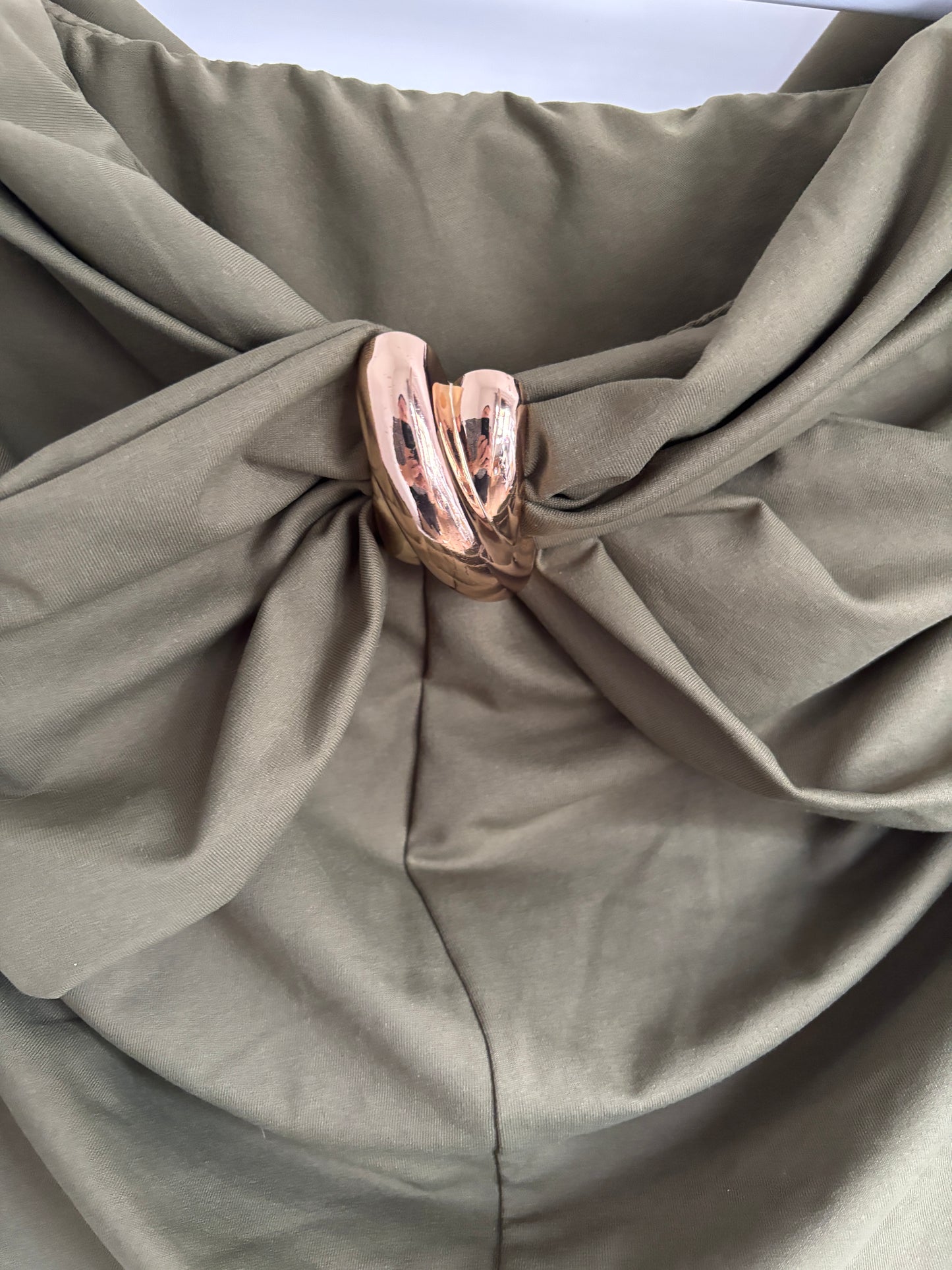 Khaki cropblouse met lange mouwen