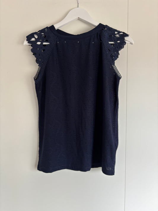 Marineblauwe blouse zonder mouwen